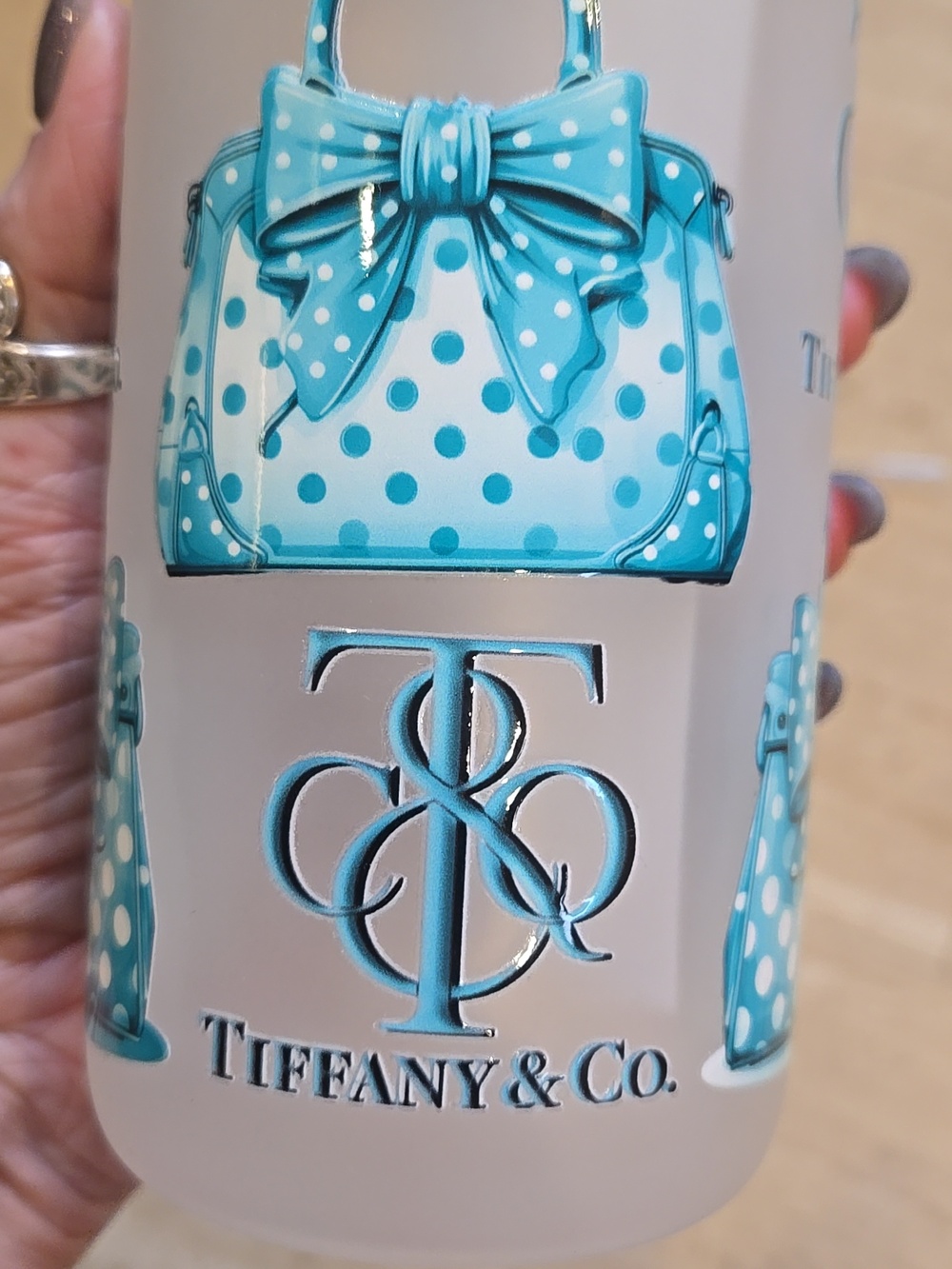 Designer Inspired Frosted Glass Tumbler with Straw - Picture 4 of 9